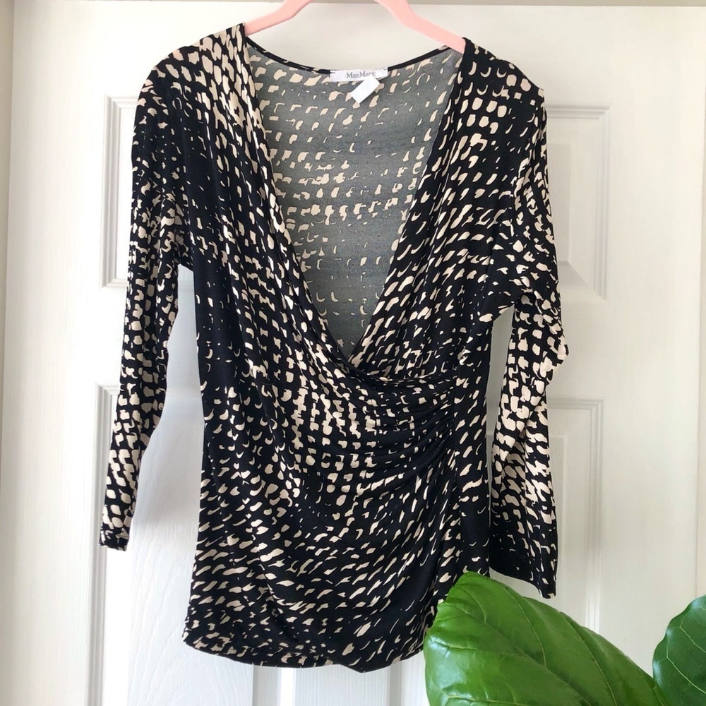 MAXMARA Stretch Jersey Faux Wrap Top M